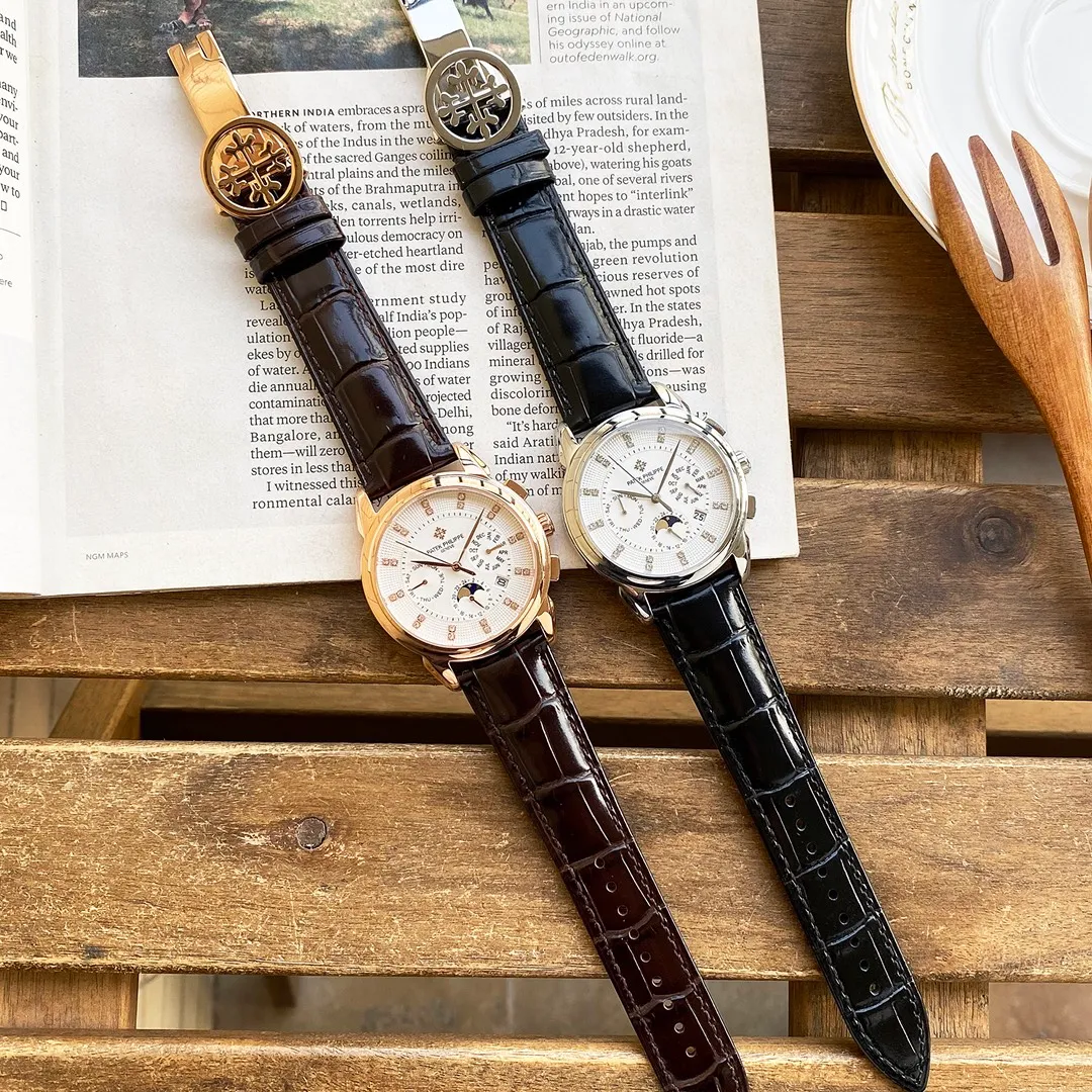 【Top replica】💰5700! Patek Philippe is equipped with the top Swiss 9100 multi-function movement (zero repair) function (24 hours, day of the week, stars, month) imported 316 fine steel! Paired with Italian imported calfskin! Original folding buckle! Size 41mm. Wear-resistant and scratch-resistant sapphire glass! Super waterproof to 50 meters! Simple but not simple! Patek Philippe, you deserve it!